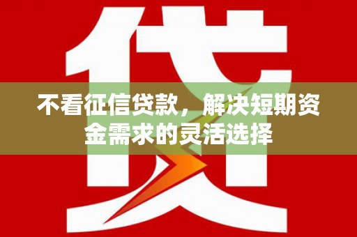 丰县不看征信贷款，解决短期资金需求的灵活选择