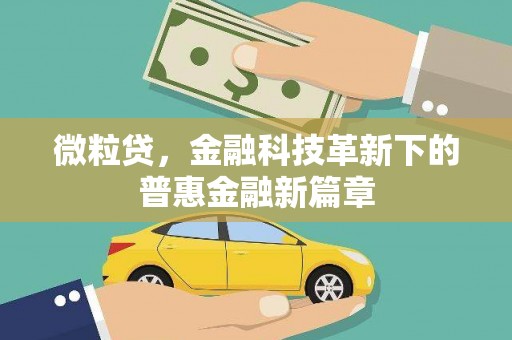 丰县微粒贷，金融科技革新下的普惠金融新篇章