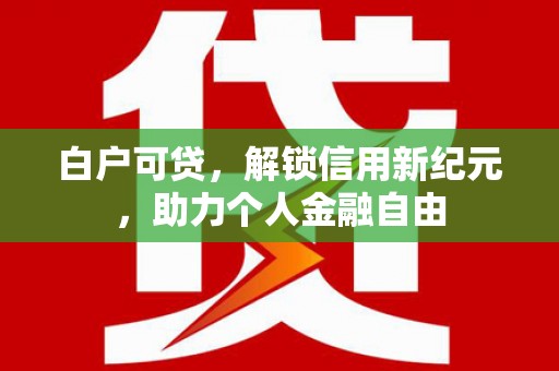 丰县白户可贷，解锁信用新纪元，助力个人金融自由