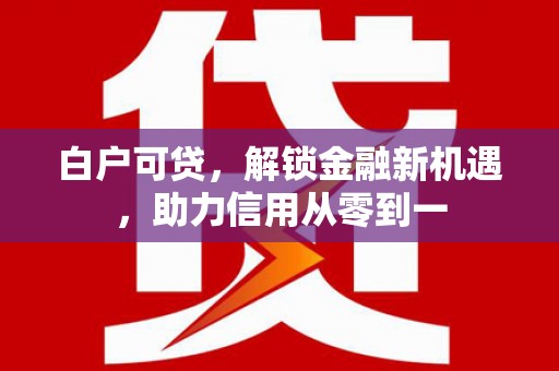 丰县白户可贷，解锁金融新机遇，助力信用从零到一
