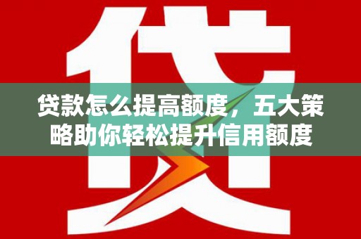 丰县贷款怎么提高额度，五大策略助你轻松提升信用额度