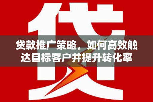 丰县贷款推广策略，如何高效触达目标客户并提升转化率