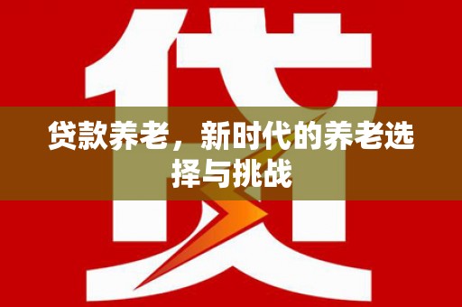 丰县贷款养老，新时代的养老选择与挑战