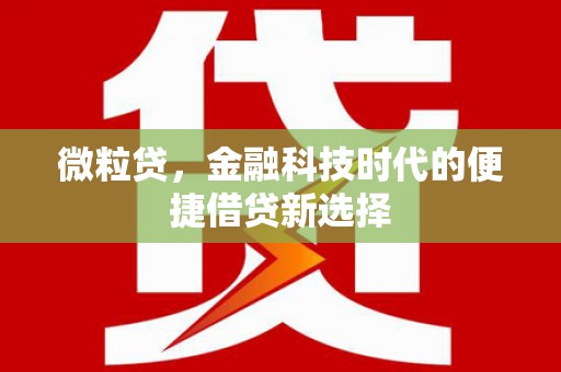 丰县微粒贷，金融科技时代的便捷借贷新选择