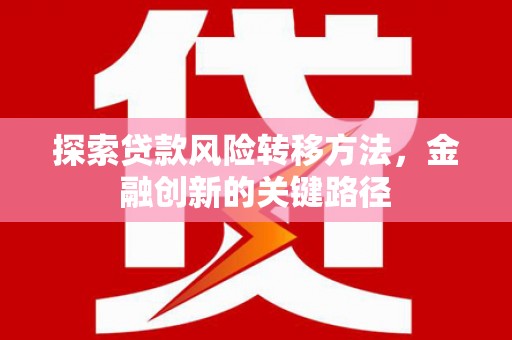 丰县探索贷款风险转移方法，金融创新的关键路径
