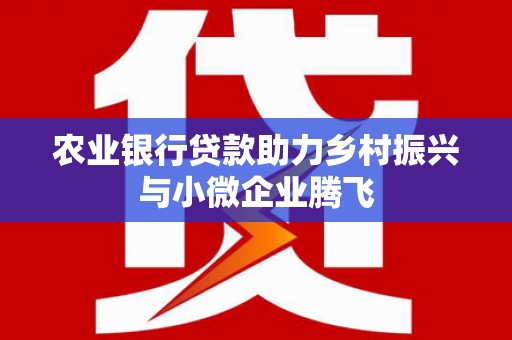 丰县农业银行贷款助力乡村振兴与小微企业腾飞