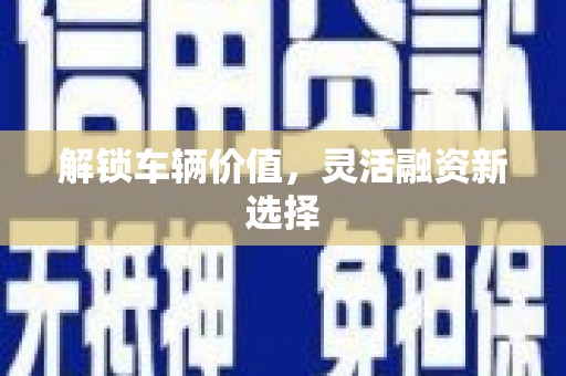 丰县解锁车辆价值，灵活融资新选择